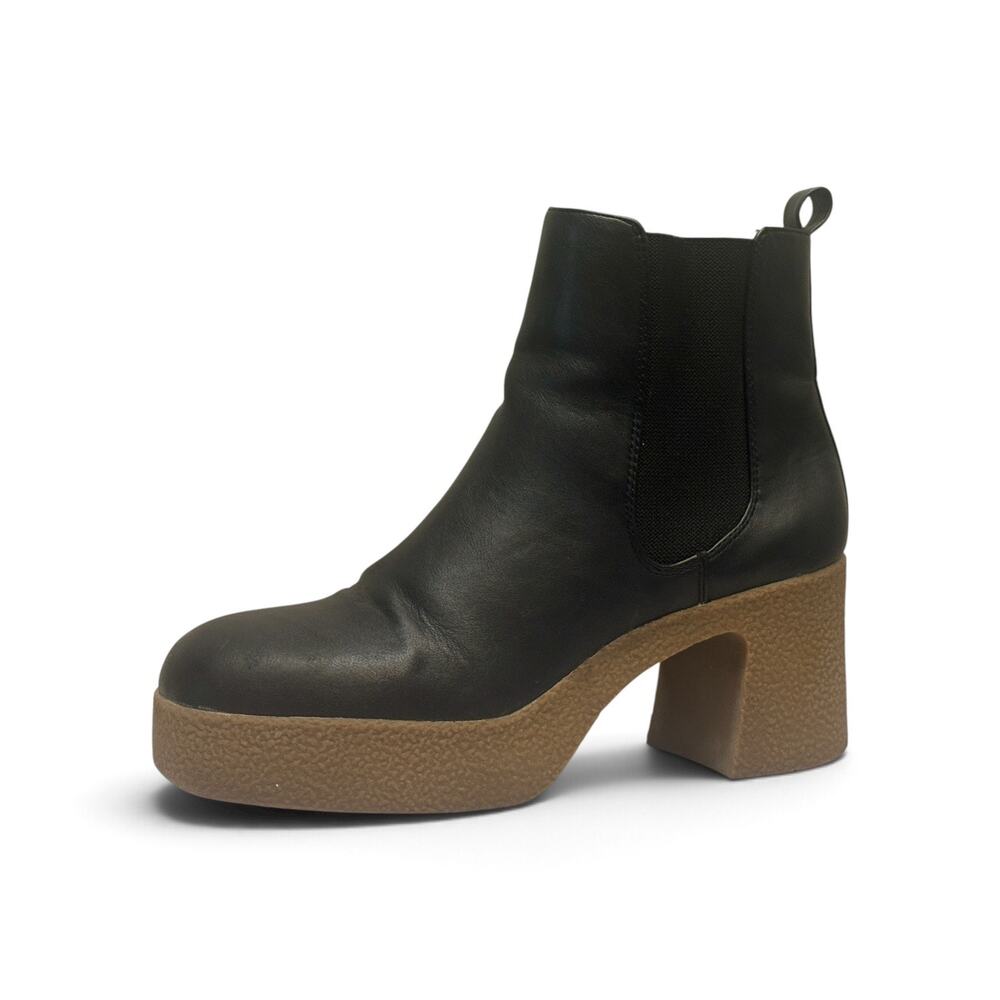 Steve Madden Beneficial Black Platform Chelsea Boots Chunky Block Heel Size 8